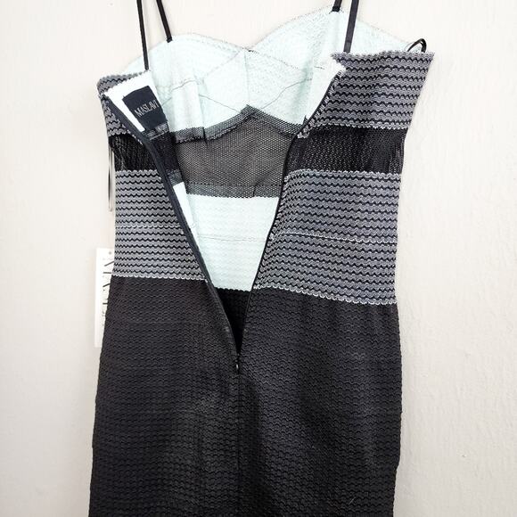 NWT Jovani Maslavi Black White Bandage Mesh Cocktail Mini Dress Size 8 - Picture 12 of 13